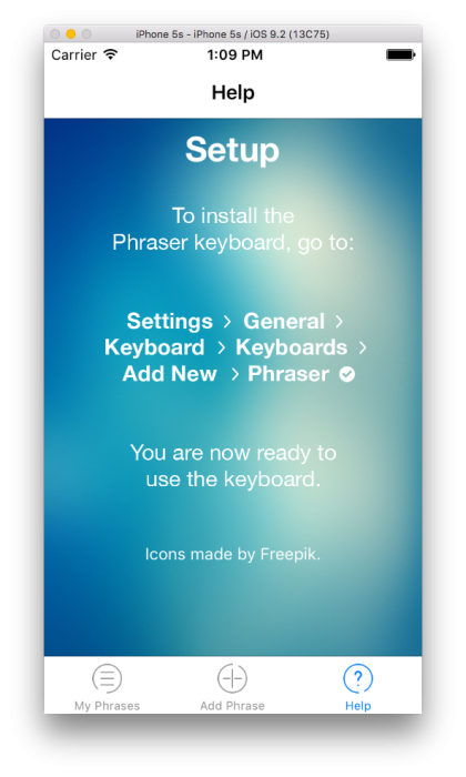 Phraser keyboard extension Phraser keyboard extension